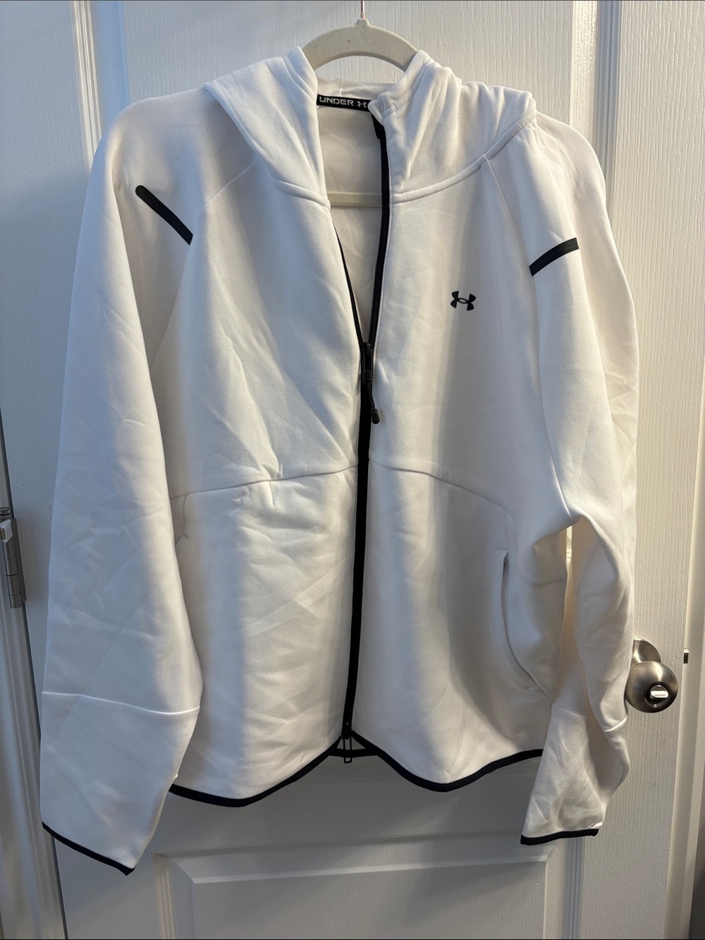 Under Armour Women's White Hooded Full-Zip Utility Jacket with Black Trim